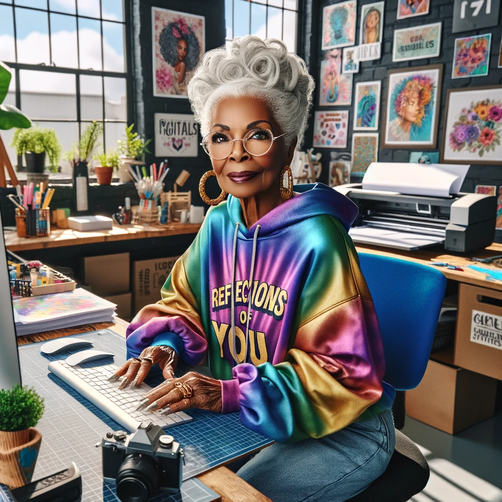 African American Woman Sitting Working On Computer