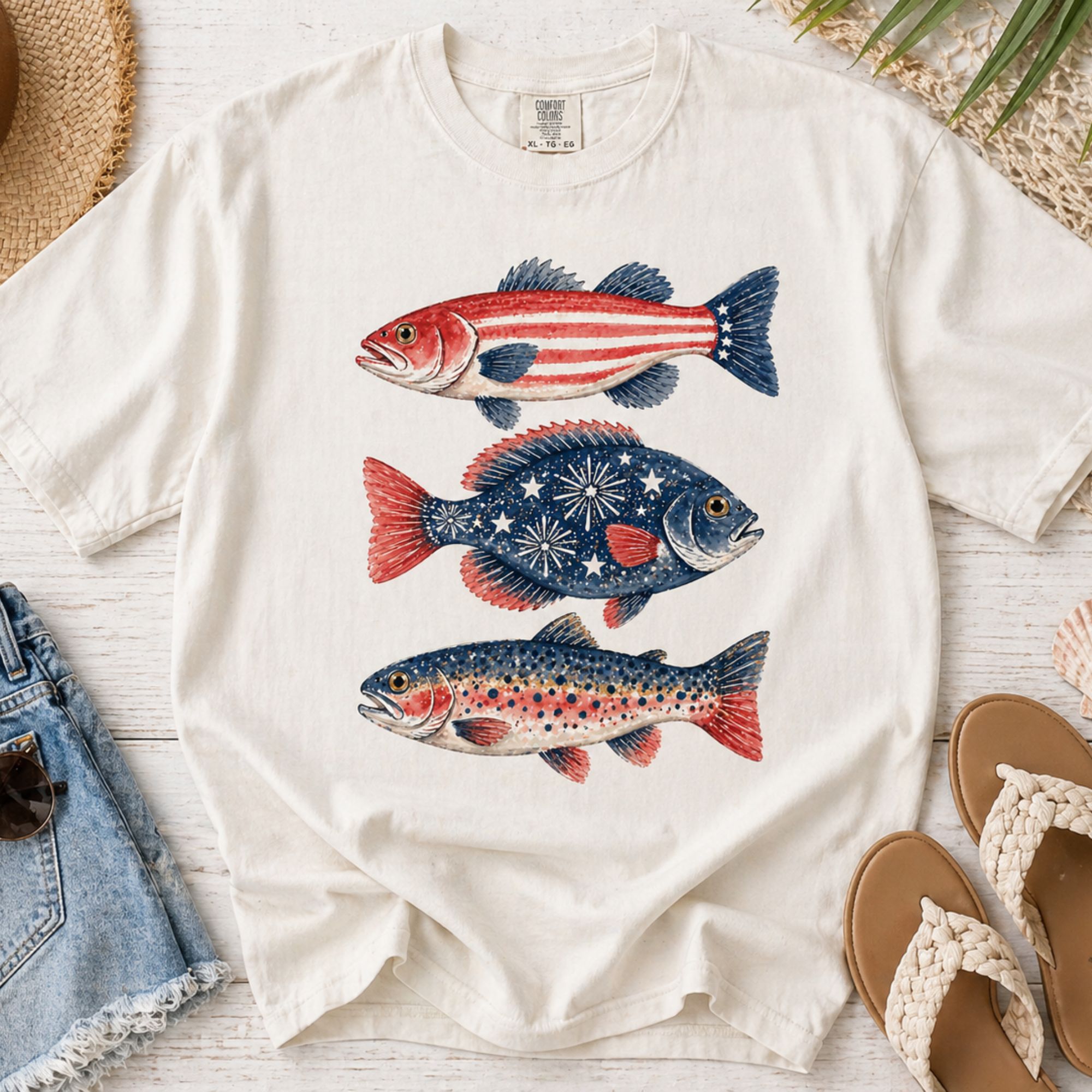 Preppy Fish PNG Patriotic 4th of July Design – Trendy - Image 3