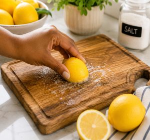 Using Lemons to Clean a Cutting Board