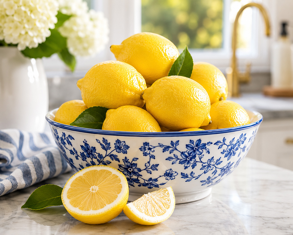 lemons in bowl Bowl filled with fresh yellow lemons