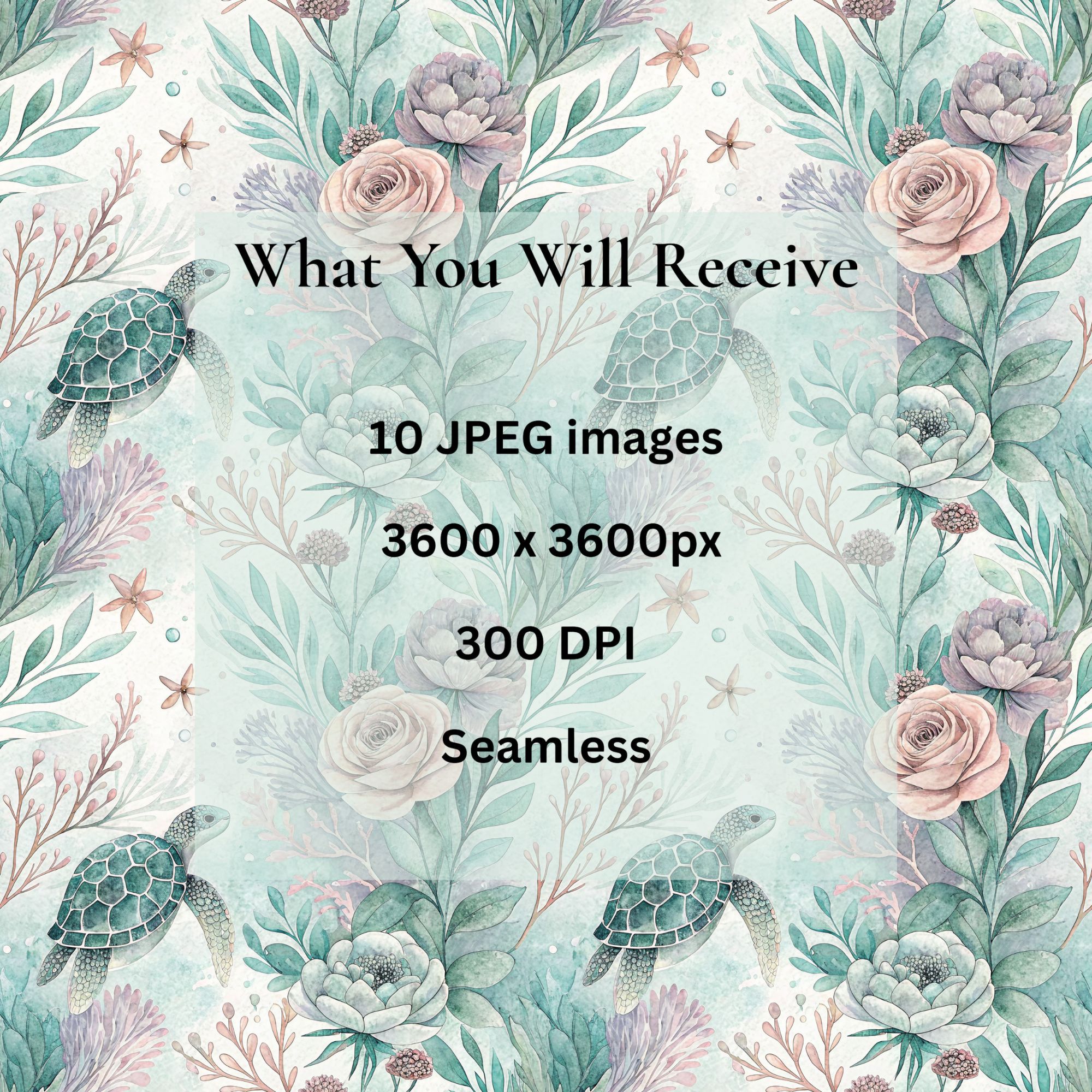 Size and information about the Pastel Ocean Florals