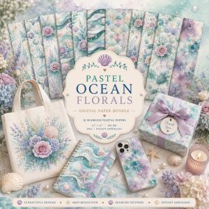 Pastel ocean print papers