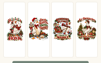 Christmas Porch Goose PNG Bundle, 8 Funny Holiday Sublimation Designs